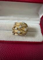 Gouden ring met diamanten 14 karaat goud 585, Ophalen of Verzenden, Dame, Goud, Kleiner dan 17