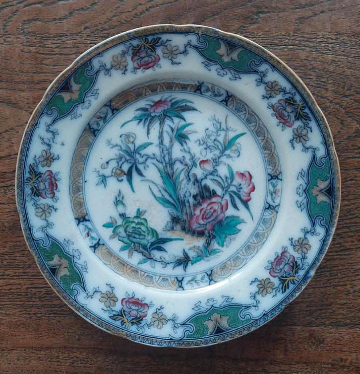 Antiek Milan Bord met Bloemmotief, Antiek en Kunst, Antiek | Keramiek en Aardewerk, Ophalen of Verzenden