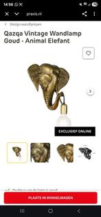 Qazqa Vintage Wandlamp Goud - Animal Elefant, Huis en Inrichting, Lampen | Wandlampen, Ophalen of Verzenden, Nieuw