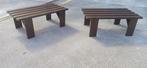 Set Van 2 Vintage Houten Lattenbank Salontafels Bijzettafels, Ophalen, Tweedehands, Tweedehands, Tweedehands