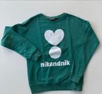 Nik&Nik groene meisjestrui met zilver logo/opdruk maat 164, Ophalen of Verzenden, Zo goed als nieuw, Meisje, Trui of Vest