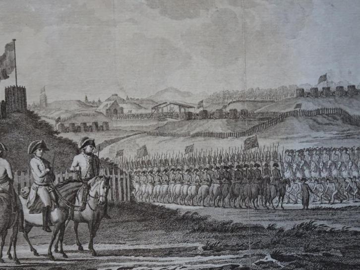 Gravure Franse troepen verlaten Landrecy, C. Brouwer 1803, Antiek en Kunst, Kunst | Etsen en Gravures, Verzenden