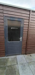 Hardhouten buitendeur,, Ophalen, 80 tot 100 cm, 200 tot 215 cm, Glas