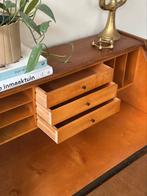 Vintage secretaire Deens jaren 50/60 eiken hout messing, Ophalen, Gebruikt, Vintage