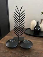 2 ZWARTE STENEN SFEERLICHTJES PLUS METALEN TAK .., Huis en Inrichting, Woonaccessoires | Kandelaars en Kaarsen, Zwart, Nieuw, Ophalen of Verzenden