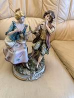 Vintage porseleinen beeld – jongen met fluit & meisje, Ophalen of Verzenden