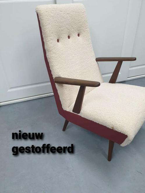 Vintage fauteuil teddy gestoffeerd, Huis en Inrichting, Fauteuils, Zo goed als nieuw, Hout, Stof, 50 tot 75 cm, Minder dan 75 cm