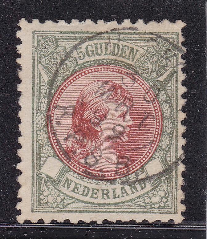 62. 1893-1896,  Prinses Wilhelmina   5  gld,  nvph  nr. 48., Postzegels en Munten, Postzegels | Nederland, Gestempeld, T/m 1940
