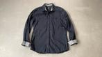 Overhemd blouse H&M donkerblauw maat L, Blauw, Ophalen of Verzenden, Zo goed als nieuw, Halswijdte 41/42 (L)