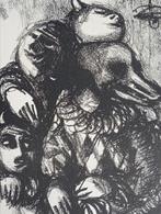 Lithografie met figuren stijl James Ensor Jeroen Bosch, Ophalen of Verzenden