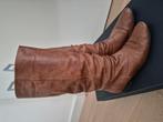 Vintage leren dameslaarzen cognac maat 39 Manfield, Hoge laarzen, Bruin, Ophalen of Verzenden, Manfield