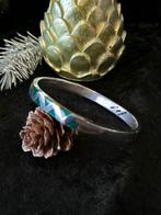 Zilveren slavenarmband Malachiet, Sieraden, Tassen en Uiterlijk, Armbanden, Zilver zolder, Ophalen of Verzenden, Zo goed als nieuw