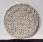 25 cent 1850 WIII Schaars, Postzegels en Munten, Munten | Nederland, Koning Willem III, Verzenden, Zilver, 25 cent