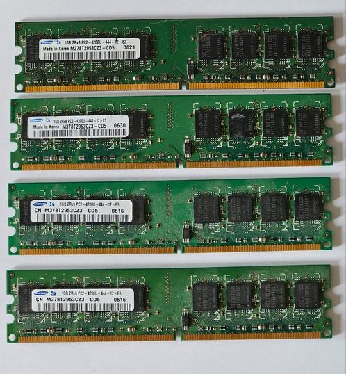 4x 1GB DDR2 SDRAM Geheugen Samsung PC2-4200U, Computers en Software, RAM geheugen, Gebruikt, Desktop, 2 GB, DDR2, Ophalen of Verzenden