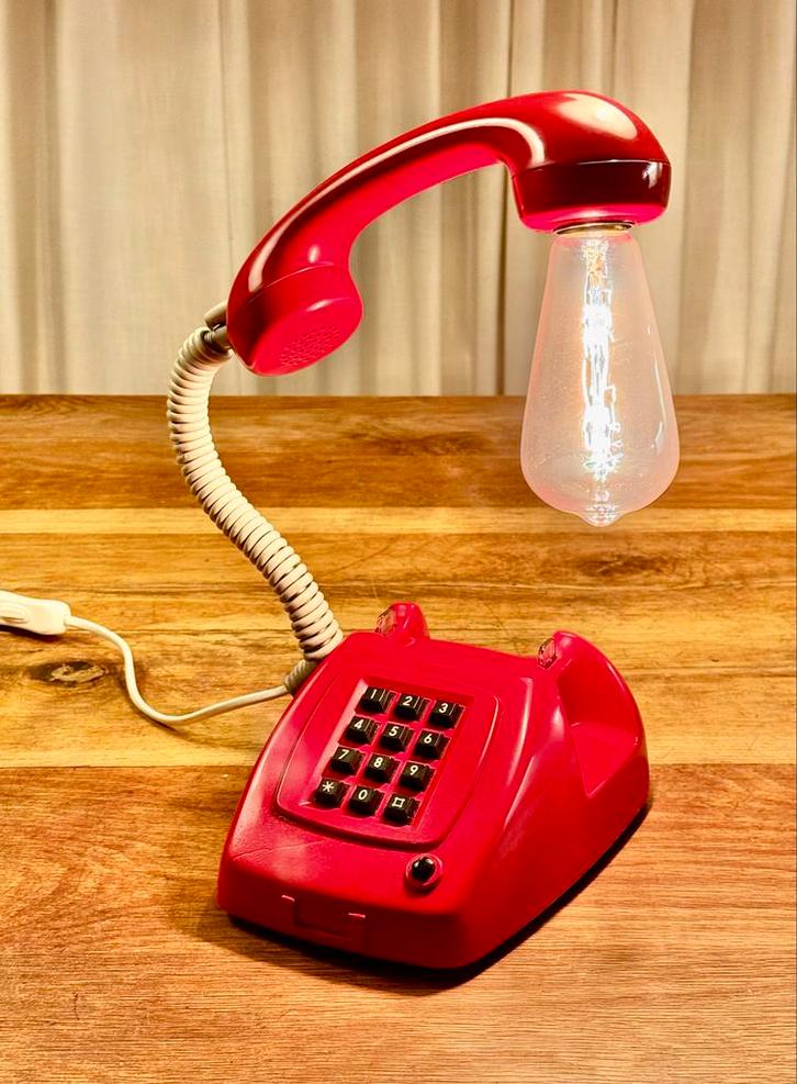 Unieke Rode Telefoon Lamp T65-TDK, Antiek en Kunst, Antiek | Lampen, Verzenden