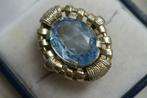 Antieke Art Déco ring met lichtblauwe  Topaas, Verzenden, Zilver, Ring, Met edelsteen