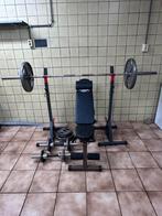 Olympische halterset met bank (homegym), Ophalen, Zo goed als nieuw, Halterset
