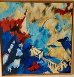 linnen  acryl  9090cm met lijst, Antiek en Kunst, Kunst | Schilderijen | Abstract, Ophalen