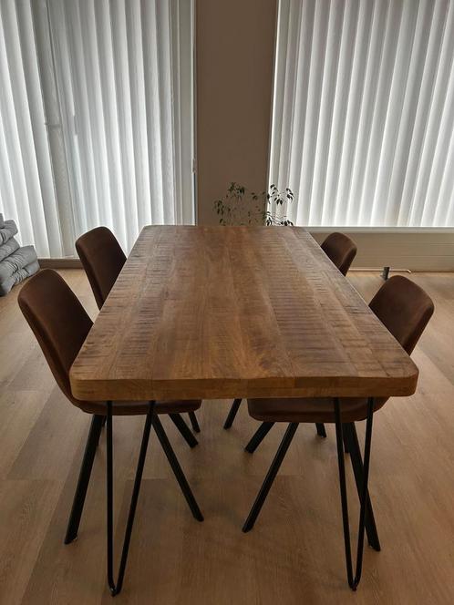 Tafel Loods 5 - mangohout Kick eettafel industrieel triangle, Huis en Inrichting, Tafels | Eettafels, Zo goed als nieuw, 50 tot 100 cm