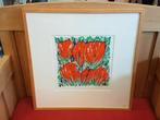 Zeefdruk oranje tulpen, handgesigneerd door Ad van Hassel., Antiek en Kunst, Ophalen of Verzenden