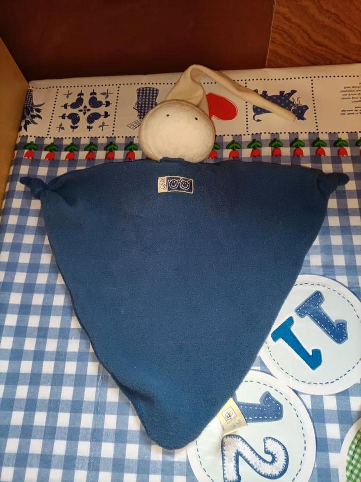 Difrax knuffeldoekje blauw met wit tuttepopje, Kinderen en Baby's, Speelgoed | Knuffels en Pluche, Zo goed als nieuw, Overige typen
