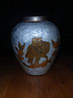 Vintage Cloisonné Vaas met Uilen, Ophalen of Verzenden