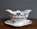 Brocante saucière, wit blauw, strikjes, Ophalen of Verzenden
