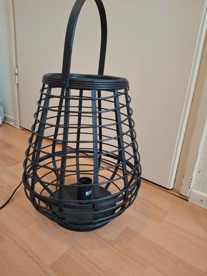 Houten lantaarn met licht, Huis en Inrichting, Lampen | Tafellampen, Zo goed als nieuw, Minder dan 50 cm, Hout, Ophalen of Verzenden