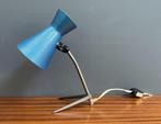 50 jaren bLauw metalic kapje METALE Tafel lamp bLauw metalic, Huis en Inrichting, Gebruikt, Vintage, Ophalen of Verzenden, Glas