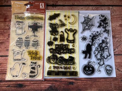 3 sets Halloween stempels, Hobby en Vrije tijd, Stempelen, Gebruikt, Clearstamp, Ophalen