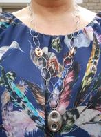 Zilveren bicolor ketting met grote schakels en hanger nr.094, Sieraden, Tassen en Uiterlijk, Kettingen, Verzenden, Zo goed als nieuw
