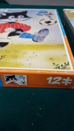 Puzzel voetballende poes, 12 stukjes, met doos, Hobby en Vrije tijd, Gezelschapsspellen | Overige, Ophalen of Verzenden