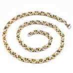 58cm x 6mm Zilver-Goudkleurige RVS Vierkant Koningsketting, Sieraden, Tassen en Uiterlijk, Kettingen, Overige materialen, Birgitta-Gracht 33, 6465 EL Kerkrade, Nederland