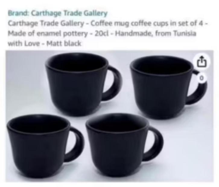 NIEUW! Garthage trade gallery koffiemok 4st mat zwart €14,99, Huis en Inrichting, Keuken | Servies, Nieuw, Kop(pen) en/of Schotel(s)