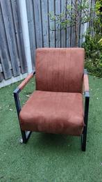 Cognac fauteuils met gebruikerssporen, Huis en Inrichting, Fauteuils, Ophalen, Gebruikt, Minder dan 75 cm, Metaal