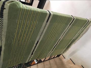 Bedsprei vintage 272cm extra lang 100%wol groen beige beschikbaar voor biedingen
