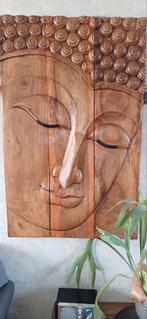 Grote boeddha wandplaat ,massief hout 118x 75 en 4 cm dik, Zo goed als nieuw, Ophalen