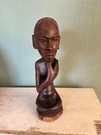 Makonde beeld – realistische houten sculptuur (38 cm), Ophalen of Verzenden