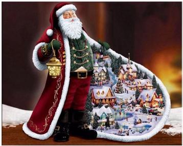 Diamond painting: Kerstman met kerstdorp [BOX D-29] beschikbaar voor biedingen