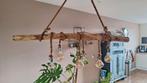 Houten hanglamp met touw en gloeilampen, Huis en Inrichting, Ophalen, 50 tot 75 cm, Metaal, Rustiek