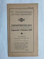 DE TWEE PROVINCIËN, RIDDERKERK, DIENSTREGELING 2 OCT. 1949, Ophalen of Verzenden, Gebruikt, Bus of Metro, Boek of Tijdschrift