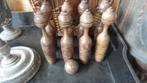 8 antieke BRUINE HOUTEN KEGELS + BAL / kegelspel, deco, Ophalen of Verzenden
