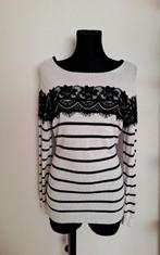 Aparte trui  Merk Leo & Ugo  Wit zwart  Maat 4 - 42 - 44, Leo & Ugo, Overige kleuren, Verzenden, Maat 42/44 (L)