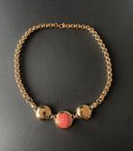 Chooker ketting met koraalkleurig  accent, Sieraden, Tassen en Uiterlijk, Kettingen, Verzenden, Zo goed als nieuw, Goud, Overige materialen