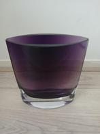 Zware glazen paarse ovale vaas, prijs 3 euro, Ophalen, Overige kleuren, Minder dan 50 cm, Glas