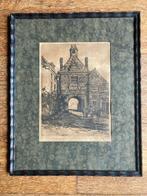Ets van A. Boer van de Waterpoort in Tiel, ingelijst, Antiek en Kunst, Kunst | Etsen en Gravures, Ophalen