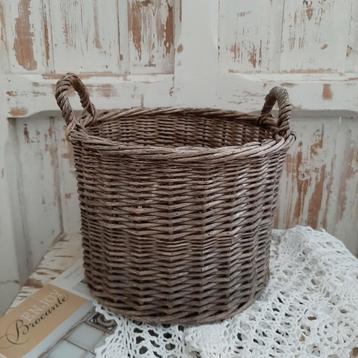 Brocante vintage rieten mand pot