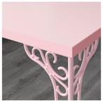 Barbie tafel met fantasiepoten en oudrose velour stoel, Ophalen, Gebruikt