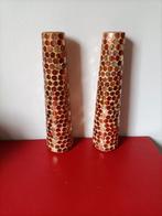 Mooie met steentjes ingelegde vazen, Ophalen of Verzenden, Zo goed als nieuw, Glas, Minder dan 50 cm