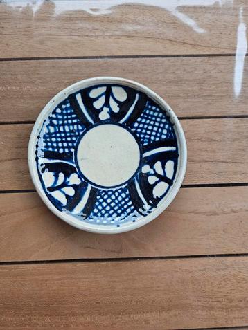Vintage Blauw Wit Schotel - 11cm beschikbaar voor biedingen